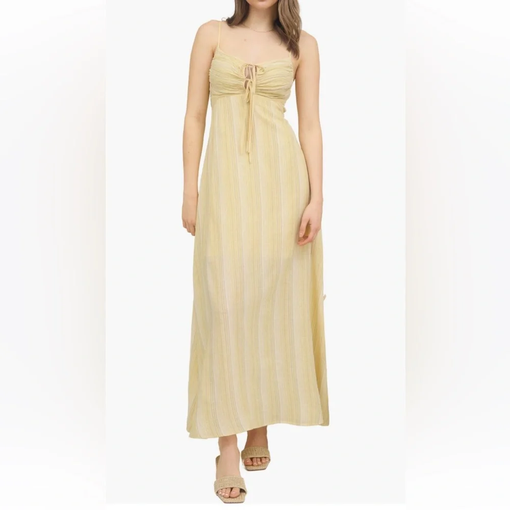 Blu Pepper Stripe Tie Front Empire Waist Maxi Dress - Picture 1 of 12